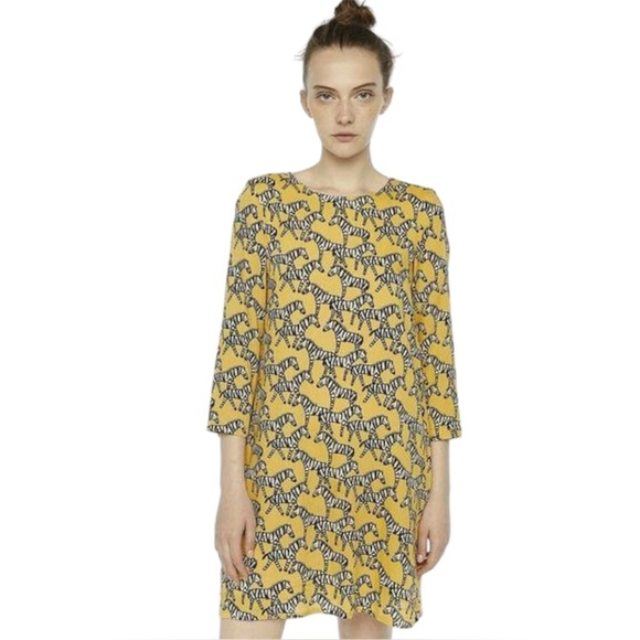 Compania Fantastica Dresses & Skirts - Compania Fantastica Zebra Print 3/4 Sleeve Mini Dress Whimsical Colorful Cotton